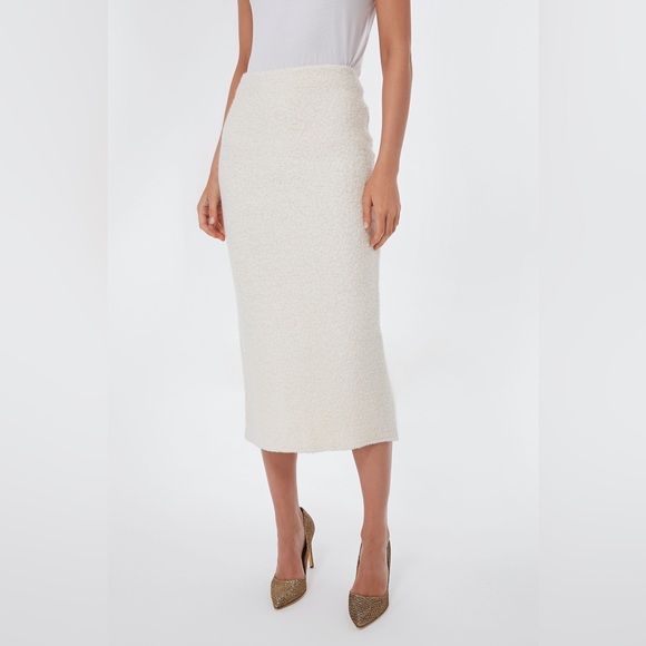 ZARA White Basic Felt Sweater Midi Maxi Knee-Length Pencil Bodycon Modest Skirt - Picture 9 of 16